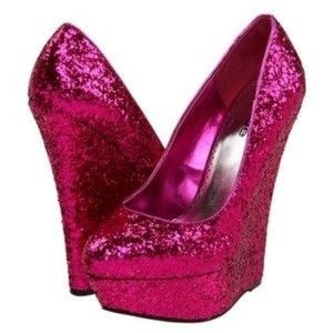 Bebe omega fuchsia wedges size 6 1/2!